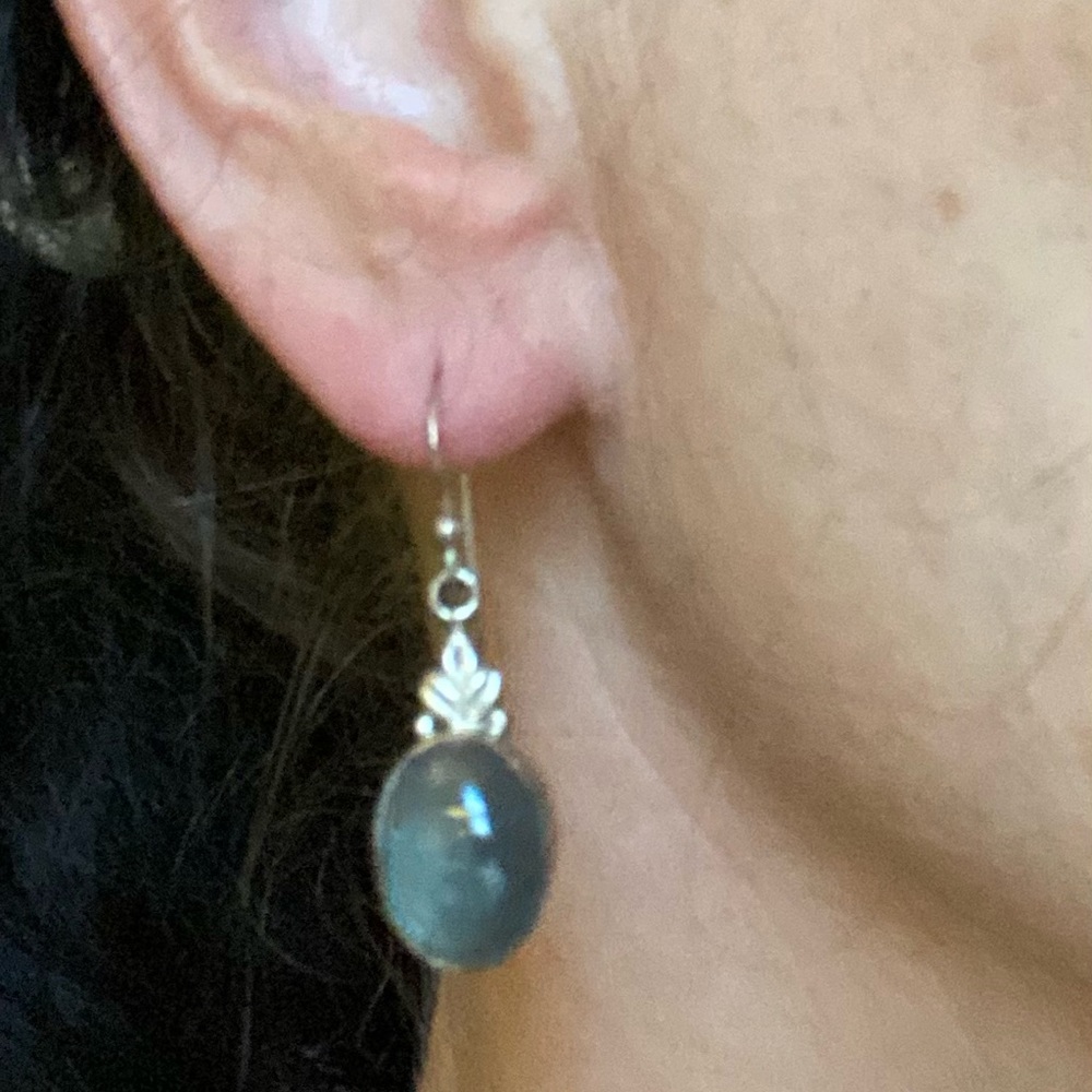 Labradorite sterling earrings - Picture 7 of 8